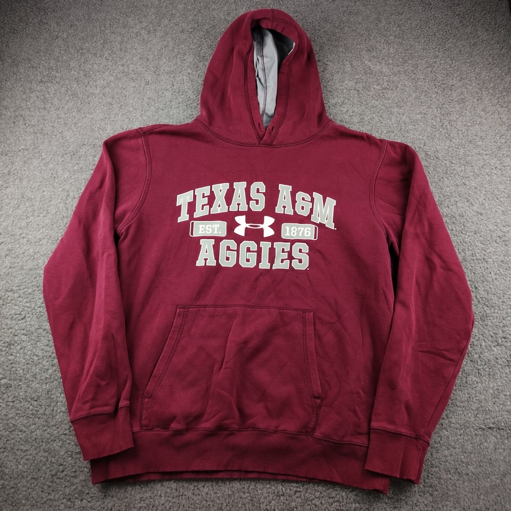 Under Armour Hoodie Mens Large Texas A&M Aggies Maroon Pullover Fleece